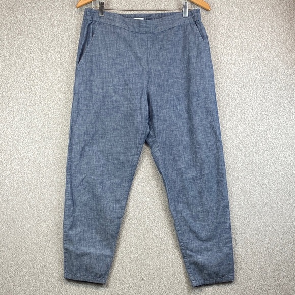 Gap pull on pants M chambray blue drawstring casual beachy preppy office - Picture 1 of 8